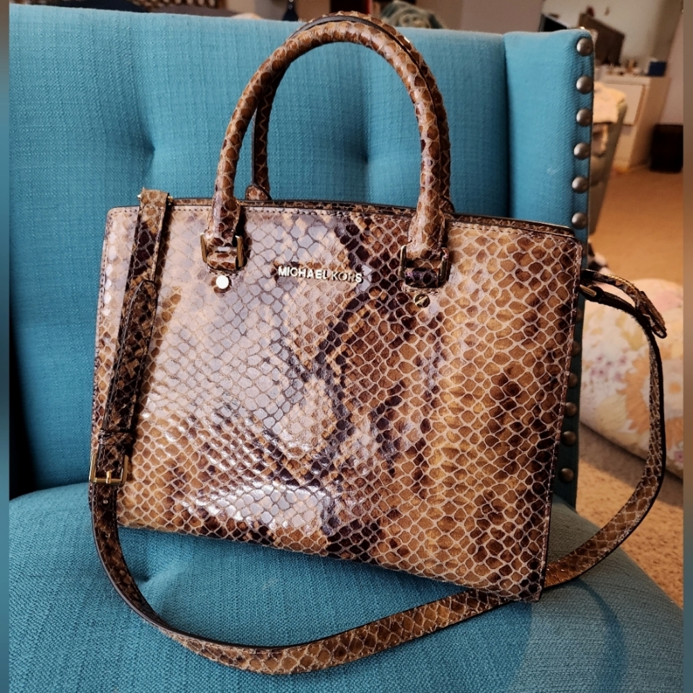 Michael Michael Kors Python Embossed Leather Selma Tote